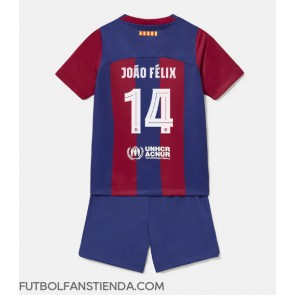 Barcelona Joao Felix #14 Primera Equipación Niños 2023-24 Manga Corta (+ Pantalones cortos)